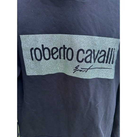 Authentic Roberto Cavalli Black Sparkle Logo | Cotton Hoodie Women's Luxury | S - Picture 2 of 7
